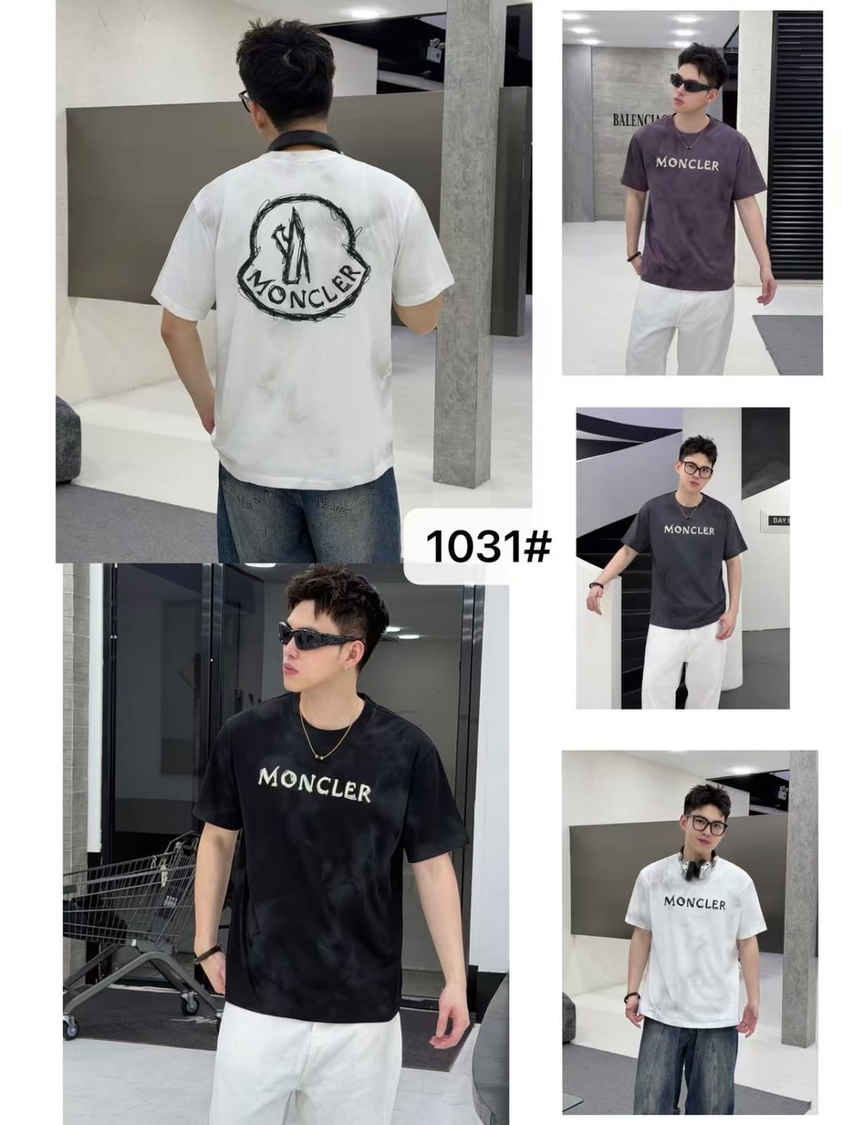 1031 Men's Oversized Moncler Logo T-Shirt | Marble Wash | Back