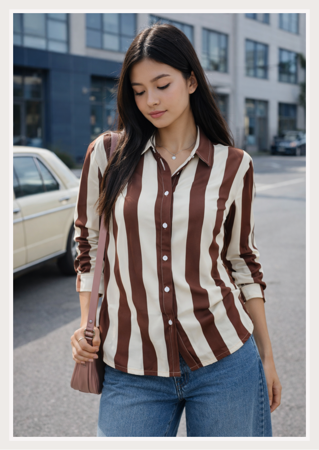 Bold Vertical Stripe Button-Down Shirt | Women's Full Sleeve Western Shirt | Miss Kapachi