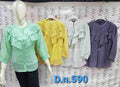 Women's Ice Blue Ruffle Bib Button-Down Shirt – Zero+1