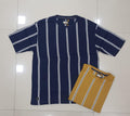Men's Vertical Striped Matty Round Neck T-Shirt | Oversized Fit | Half Sleeve | Cat No. 2462-UP