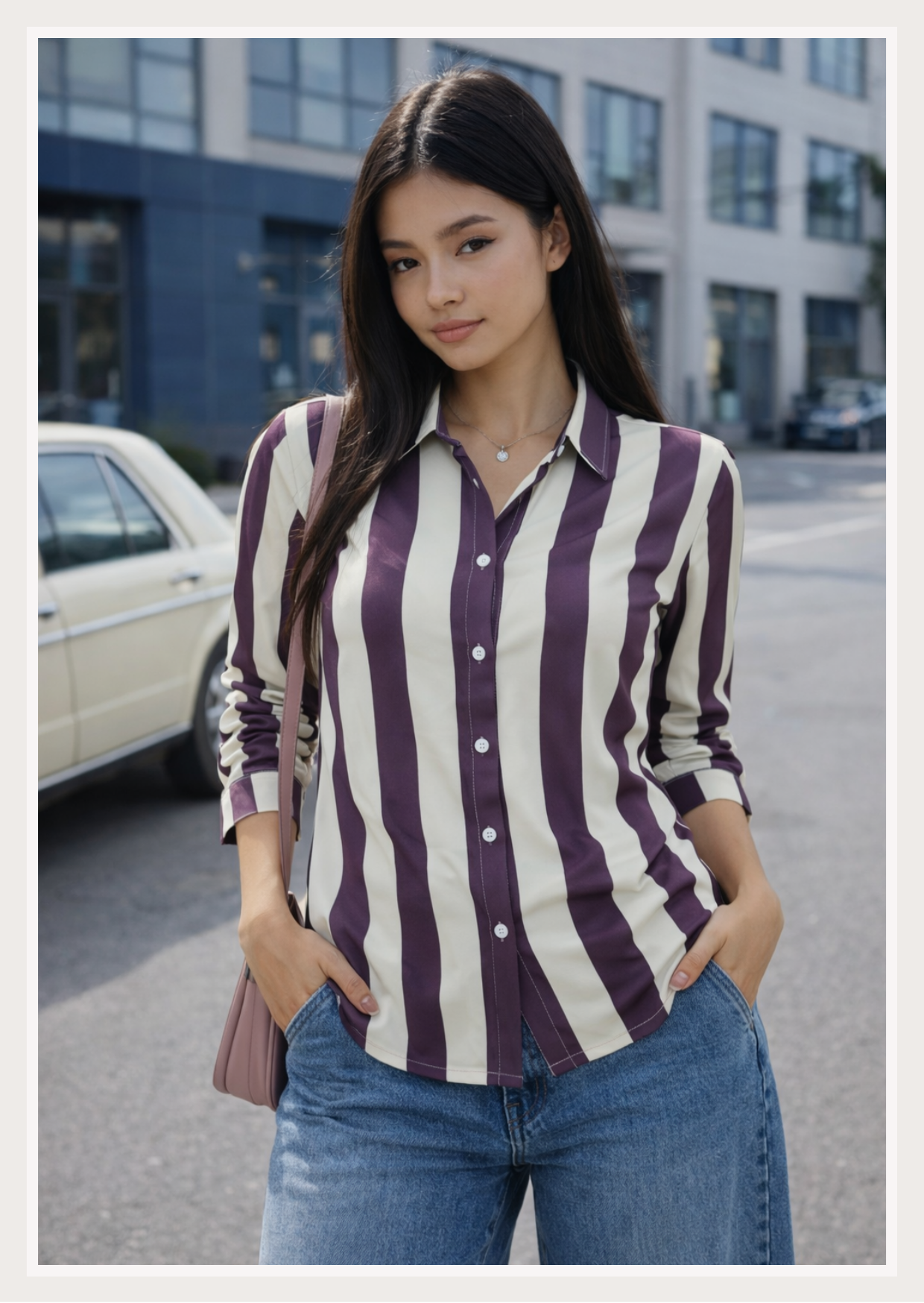 Bold Vertical Stripe Button-Down Shirt | Women's Full Sleeve Western Shirt | Miss Kapachi
