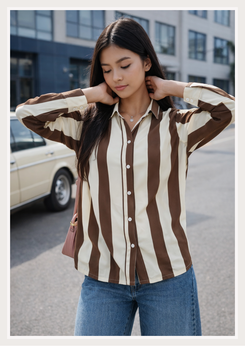 Bold Vertical Stripe Button-Down Shirt | Women's Full Sleeve Western Shirt | Miss Kapachi