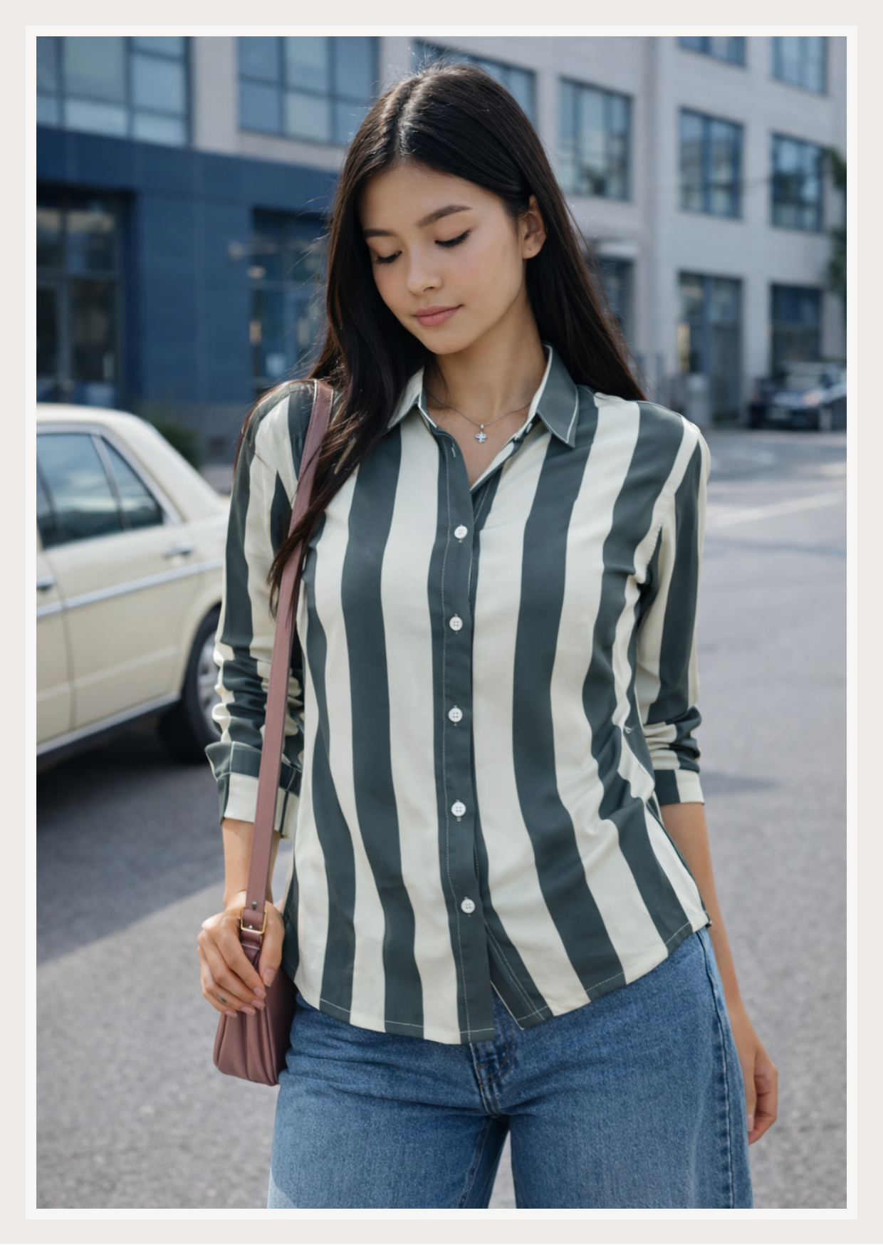 Bold Vertical Stripe Button-Down Shirt | Women's Full Sleeve Western Shirt | Miss Kapachi