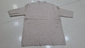 Oatmeal Ribbed Stripe Henley Knit Top | Half Sleeve Button Neck Casual Tee for Women