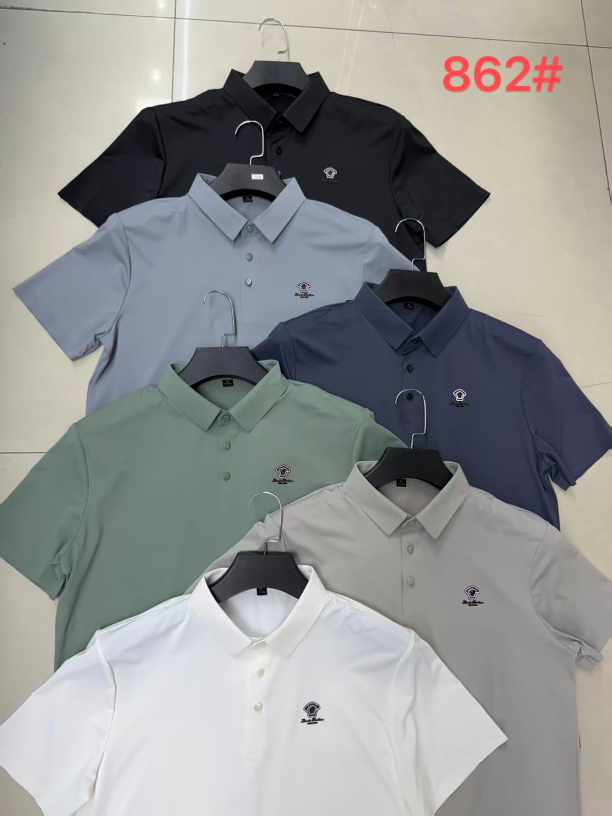 Men's Premium Crest Logo Smooth Polo T-Shirt | 6 Colours | Style 862