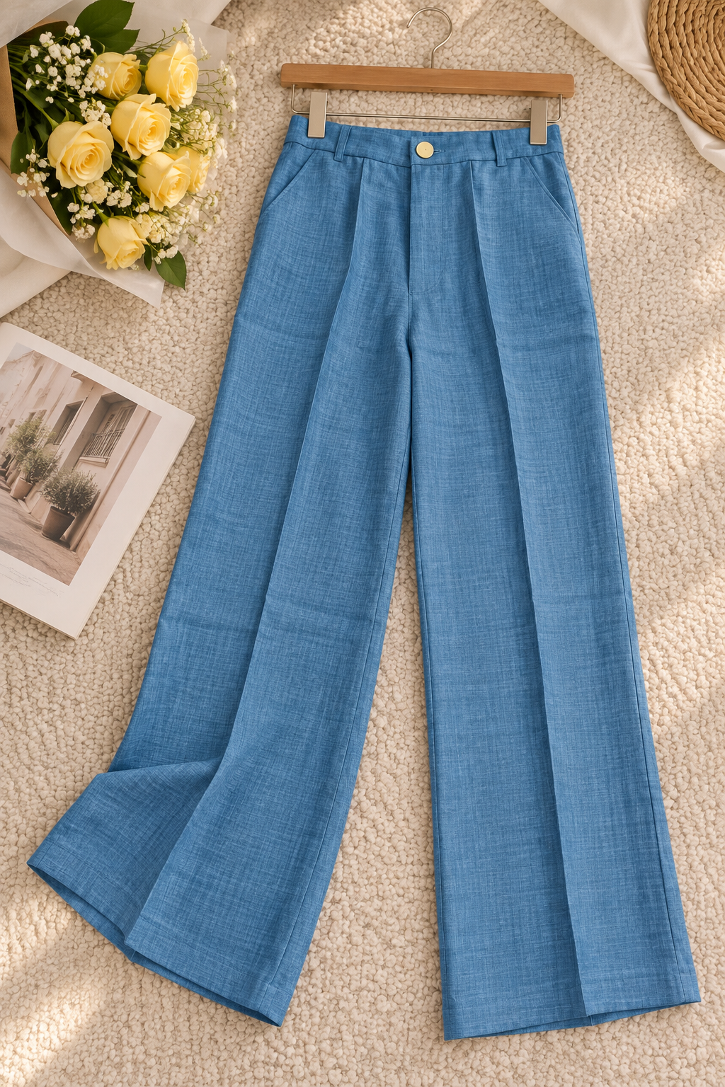 Women's High-Waisted Pleated Wide-Leg Trousers | Miss Kapachi