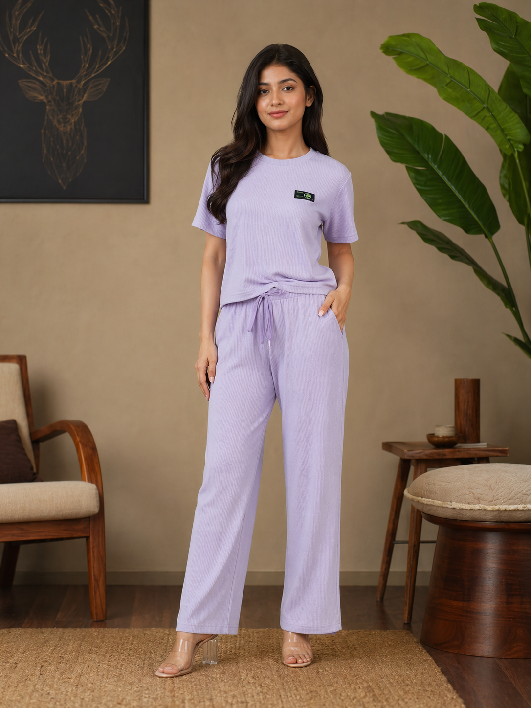 Brazil Knits Co-Ord Set for Women – T-Shirt & Straight Pants | 3 Colours | Sizes L–2XL | Miss Kapachi