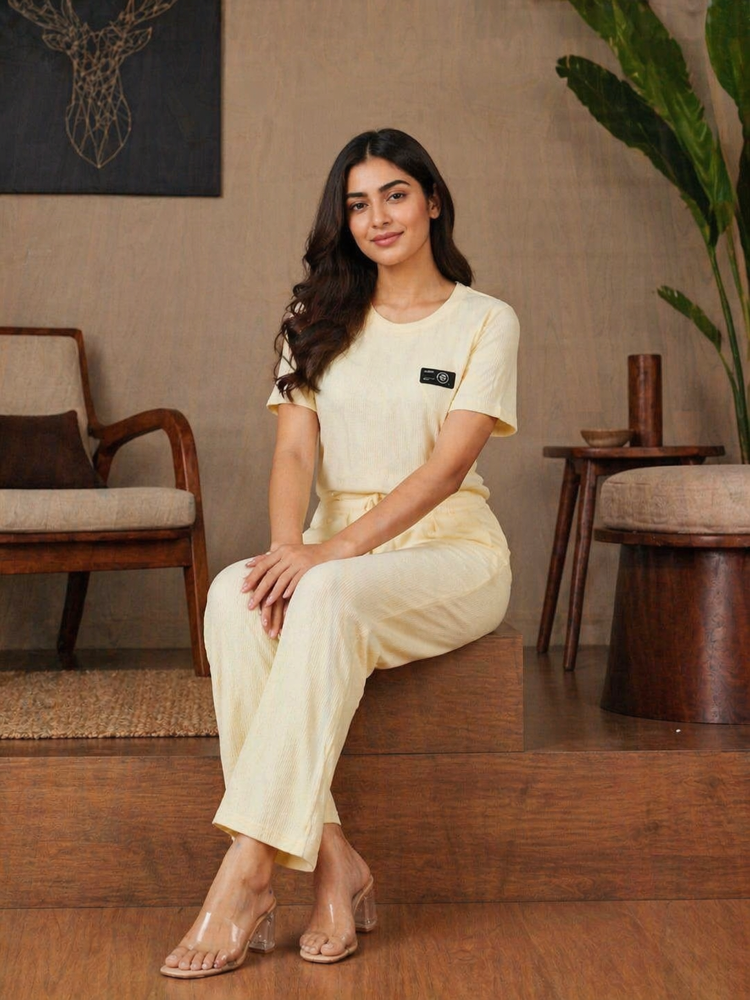 Brazil Knits Co-Ord Set for Women – T-Shirt & Straight Pants | 3 Colours | Sizes L–2XL | Miss Kapachi
