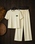 Brazil Knits Co-Ord Set for Women – T-Shirt & Straight Pants | 3 Colours | Sizes L–2XL | Miss Kapachi