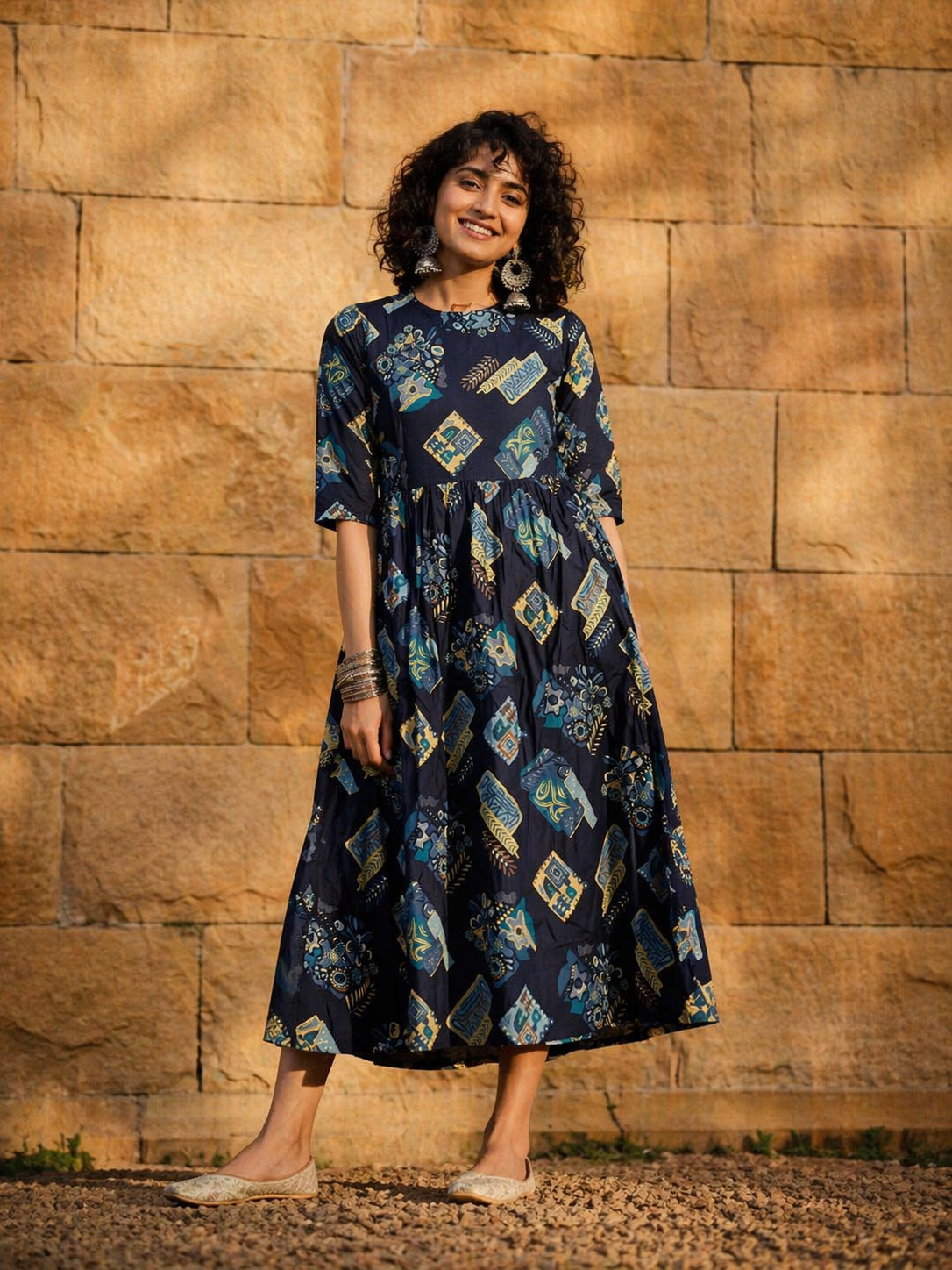 Rayon Foil Print Anarkali Maxi Dress for Women | Sizes L XL 2XL | Miss Kapachi
