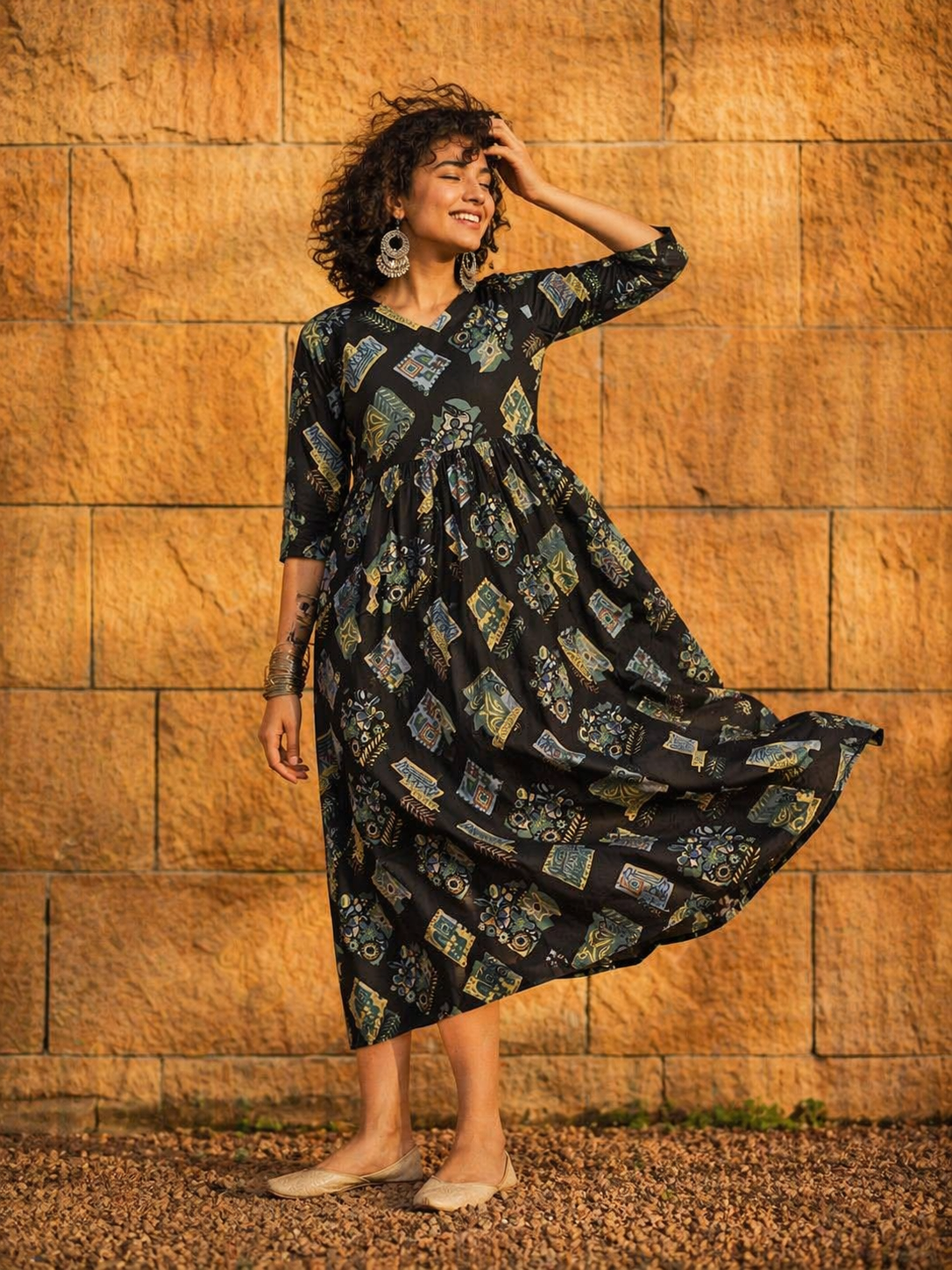 Rayon Foil Print Anarkali Maxi Dress for Women | Sizes L XL 2XL | Miss Kapachi