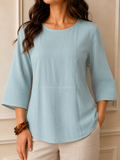 Bell Sleeve Top – 3/4 Sleeve Round Neck Women's Top | Zero+1