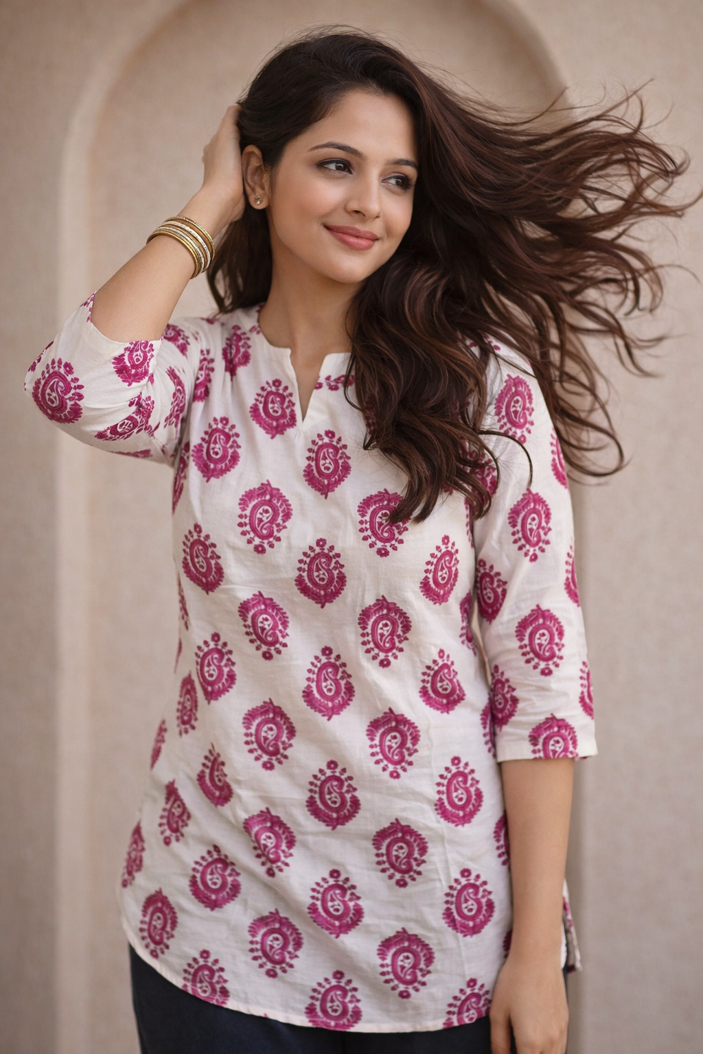 Women's Paisley Print Cotton Top | Kapachi