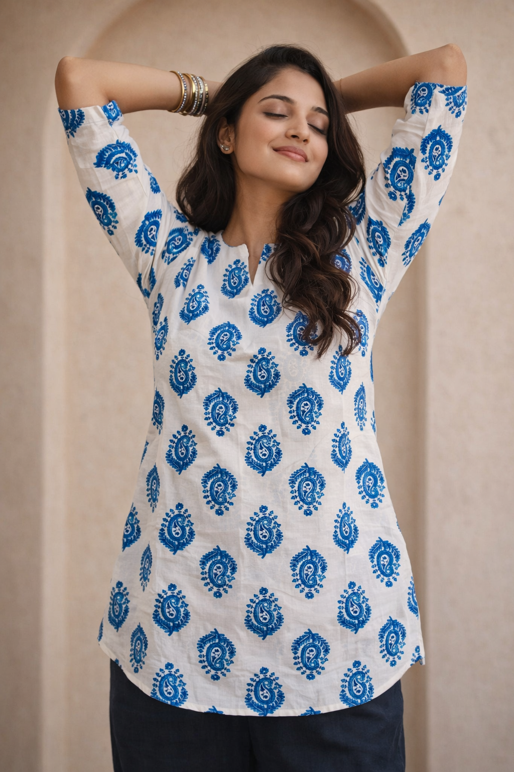 Women's Paisley Print Cotton Top | Kapachi