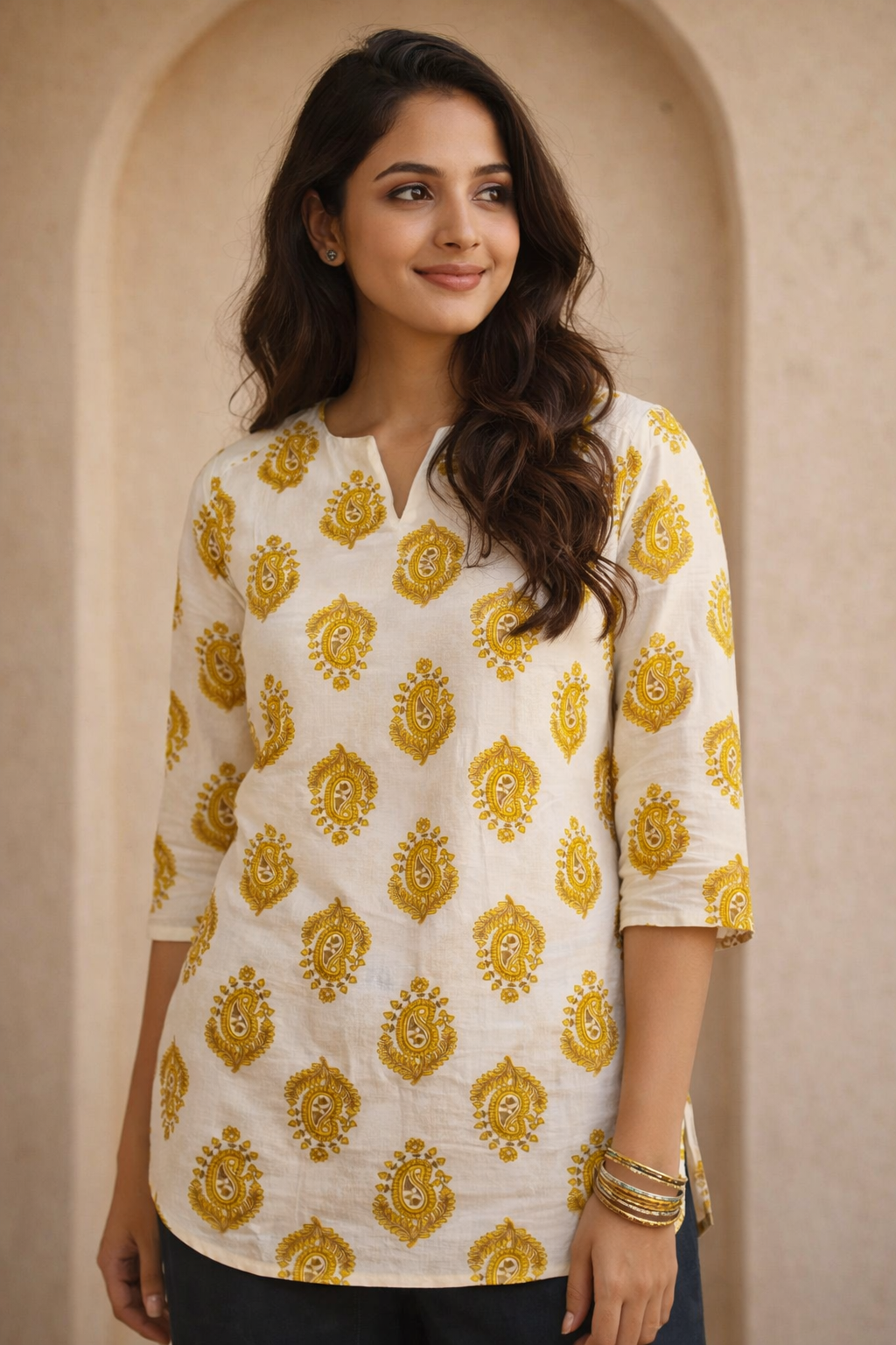 Women's Paisley Print Cotton Top | Kapachi