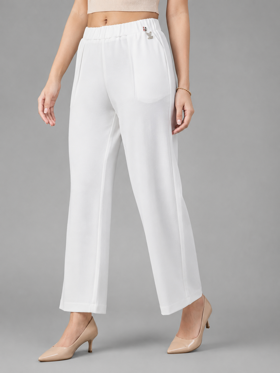 Pleated Wide-Leg Trousers for Women | Elasticated Waist Pants with Pockets | Miss Kapachi
