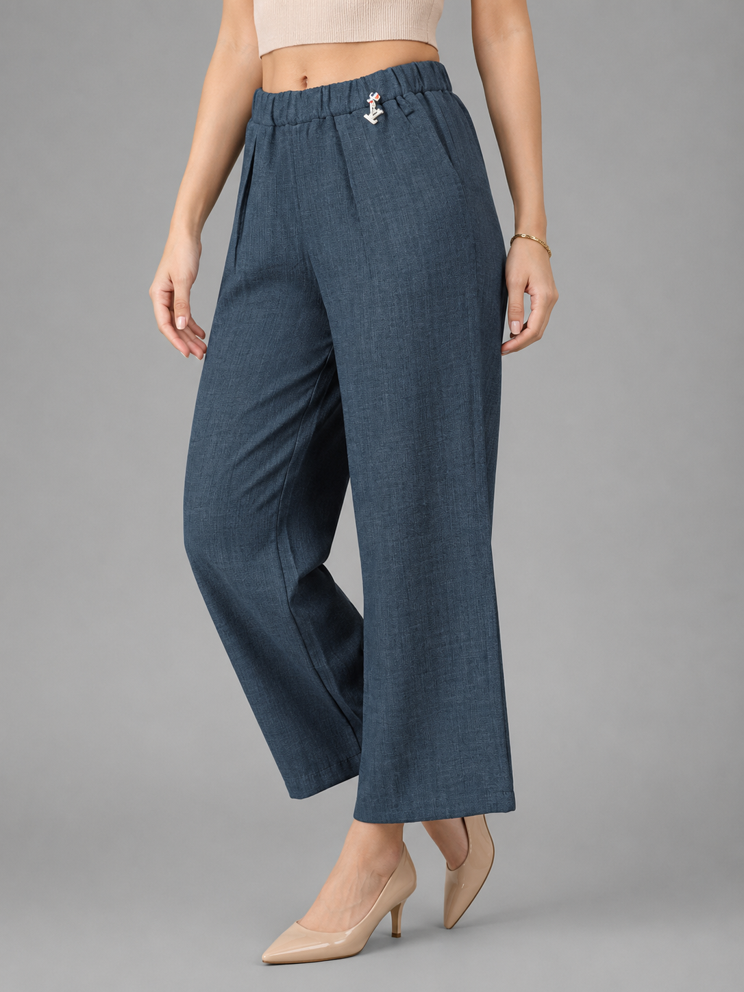 Pleated Wide-Leg Trousers for Women | Elasticated Waist Pants with Pockets | Miss Kapachi