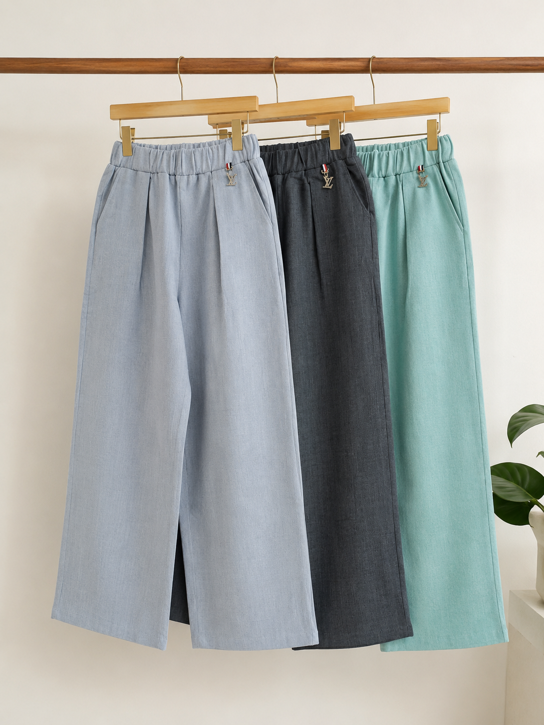 Pleated Wide-Leg Trousers for Women | Elasticated Waist Pants with Pockets | Miss Kapachi