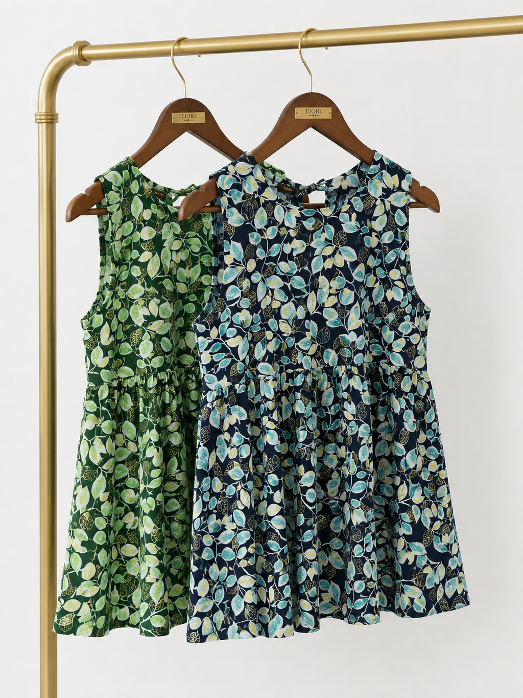 Leaf Print Peplum Top for Women | Gathered Waist Sleeveless Cotton Top | Zero+1