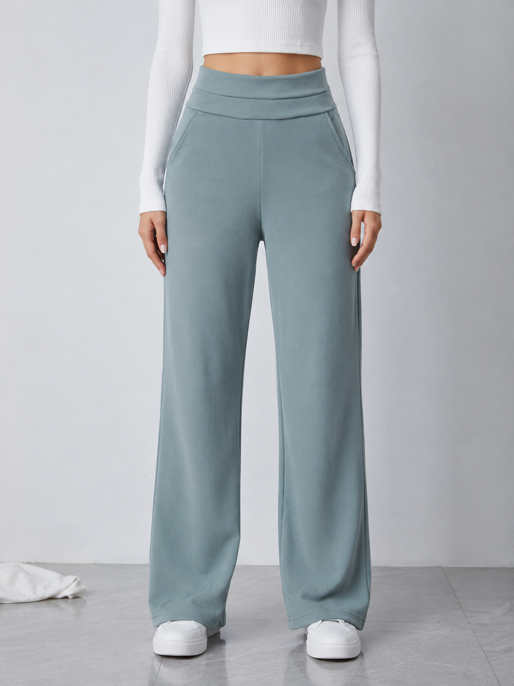 Scuba Wide-Leg Low Waist Pants | Straight Fit Trousers | Miss Kapachi