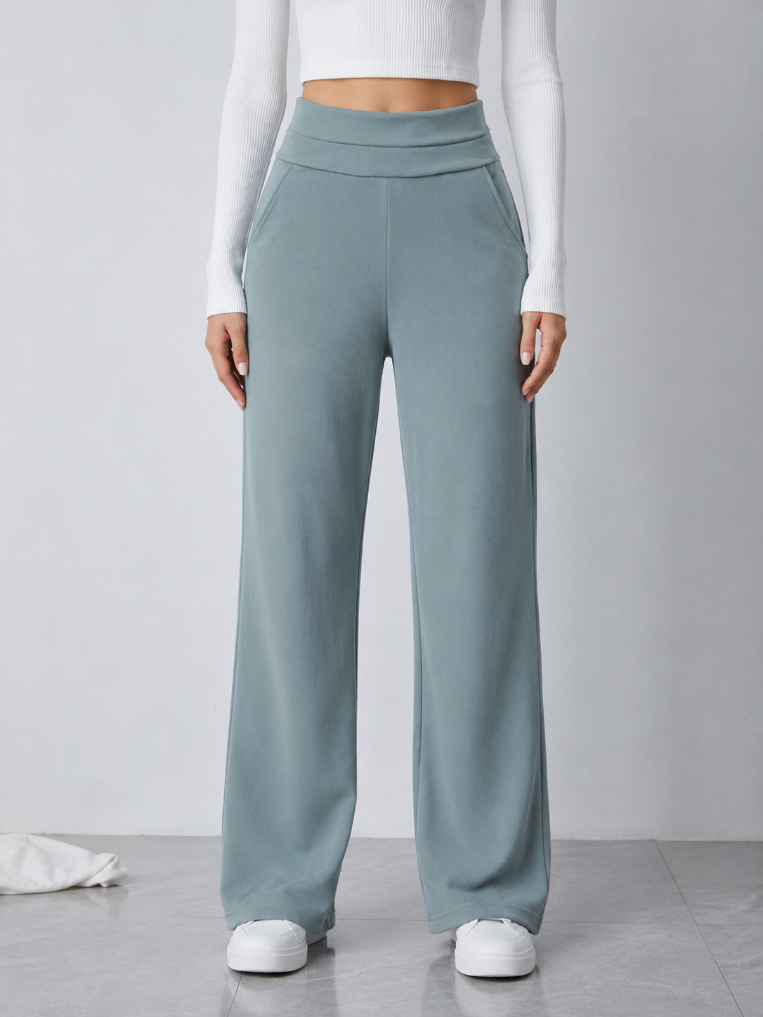 Scuba Wide-Leg Low Waist Pants | Straight Fit Trousers | Miss Kapachi