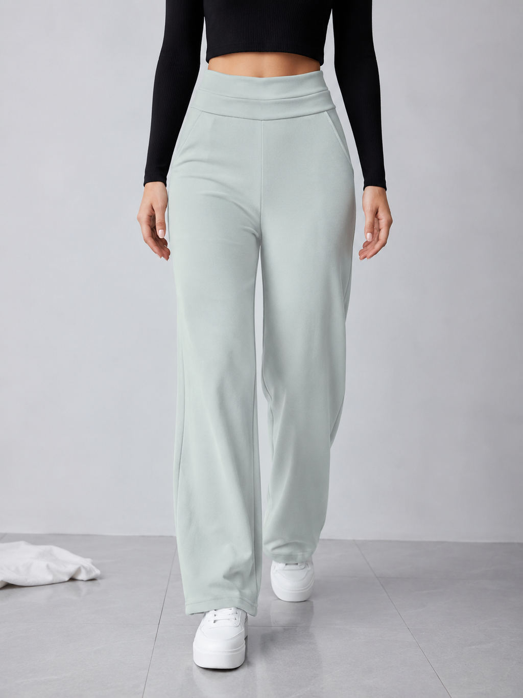 Scuba Wide-Leg Low Waist Pants | Straight Fit Trousers | Miss Kapachi