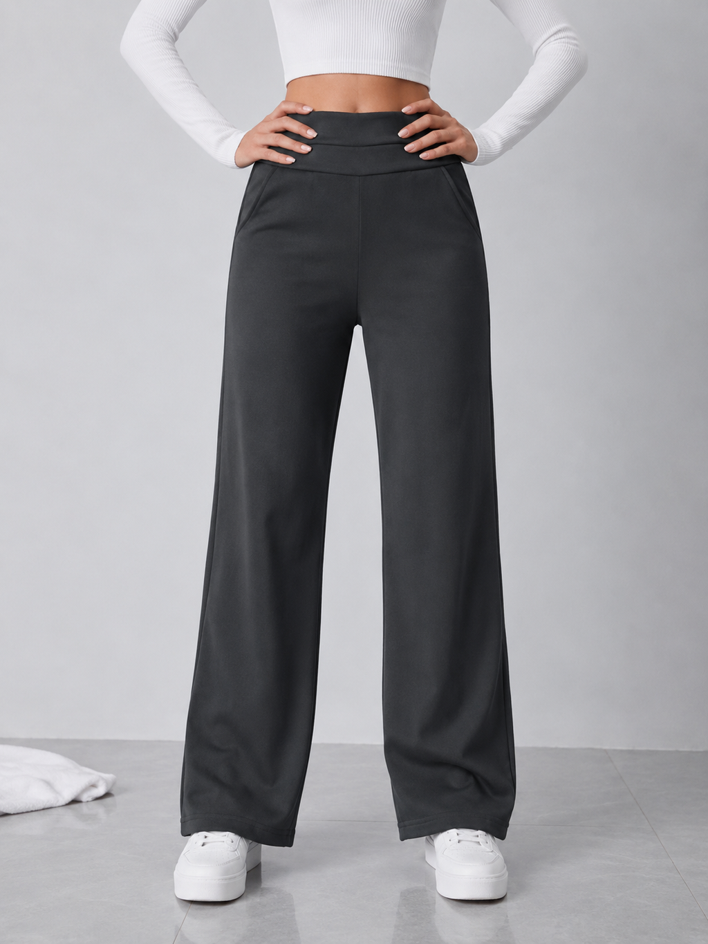 Scuba Wide-Leg Low Waist Pants | Straight Fit Trousers | Miss Kapachi
