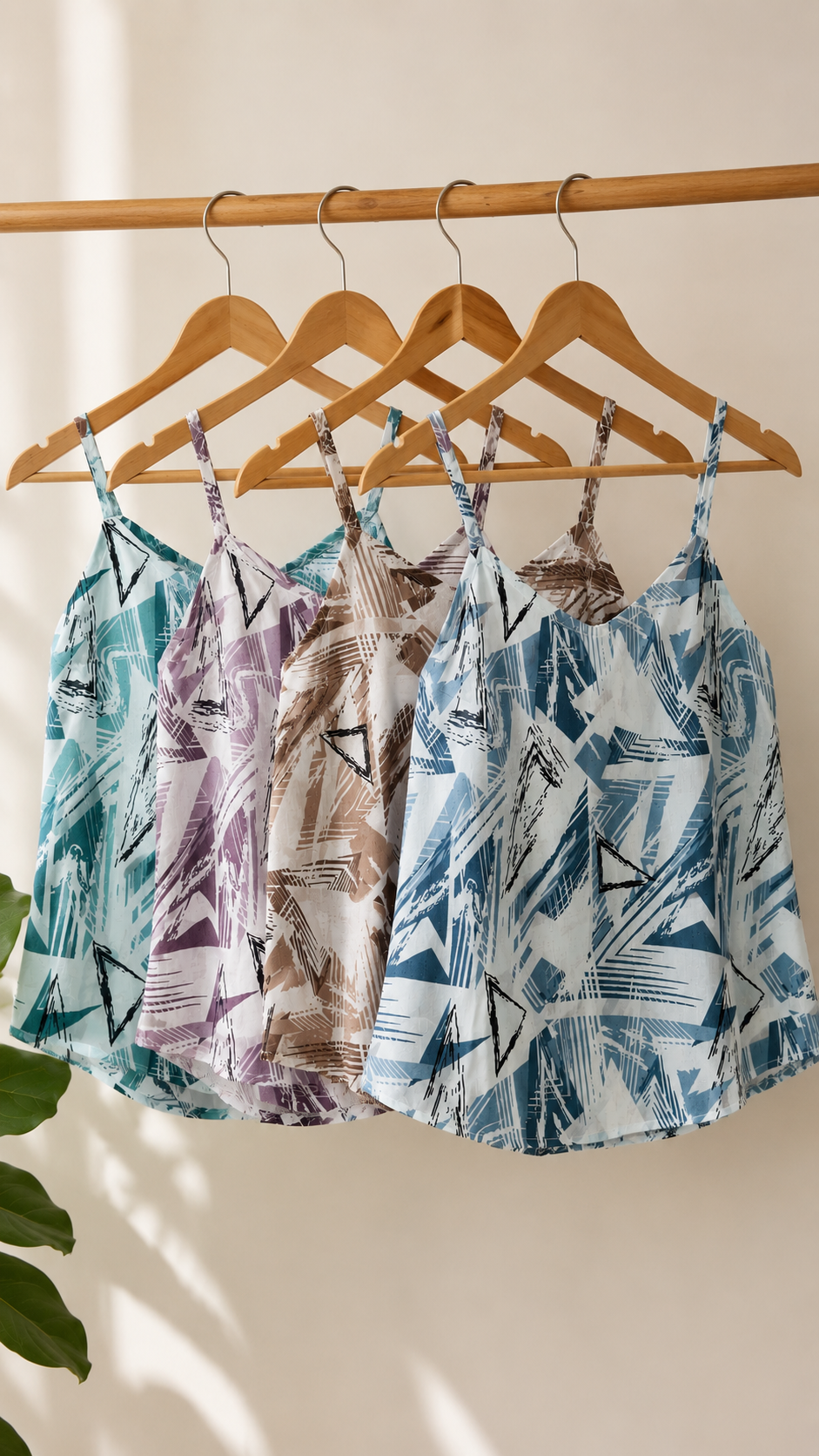 Geometric Print Strappy Top Ice Blue Abstract Geo Cami Top | Miss Kapachi