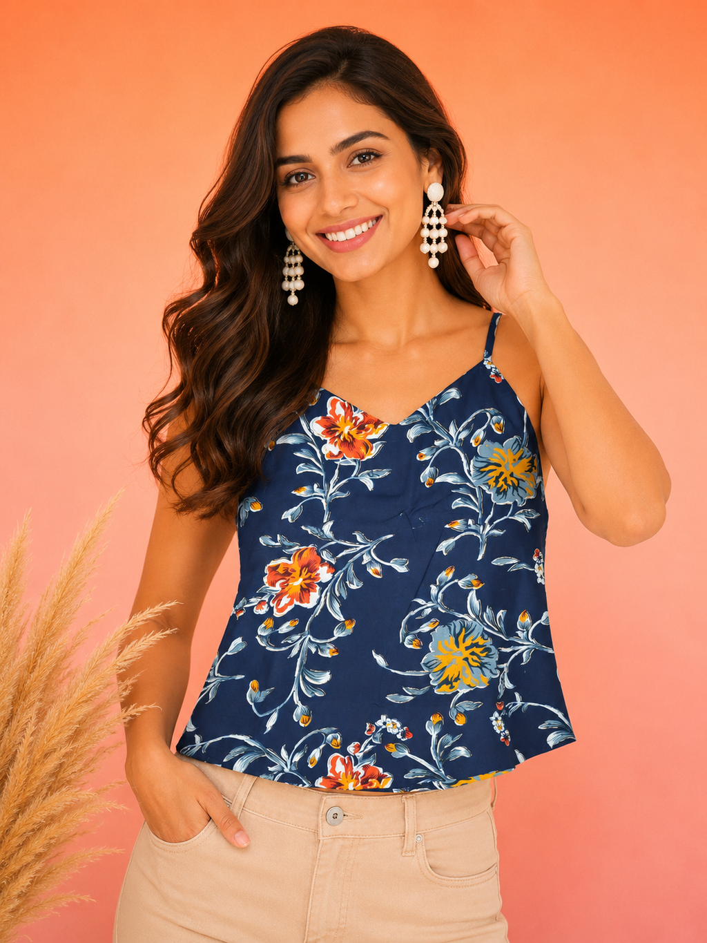 Floral Print Cami Top | Reyone Cotton | Free Size | Miss Kapachi