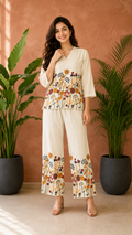 Off-White Ethnic Ivory Kalamkari Blossom Co-ord Set
