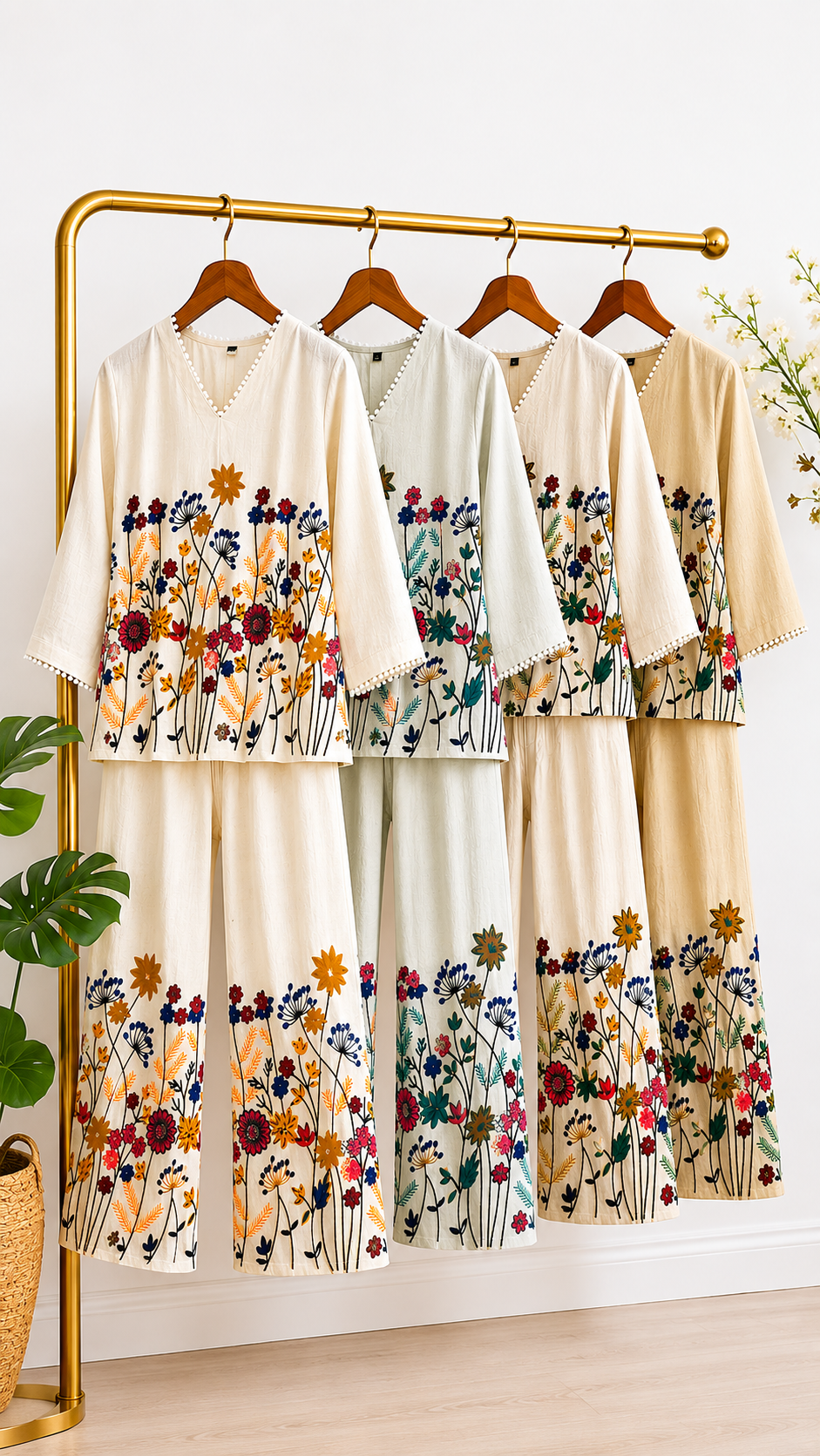 Off-White Ethnic Ivory Kalamkari Blossom Co-ord Set