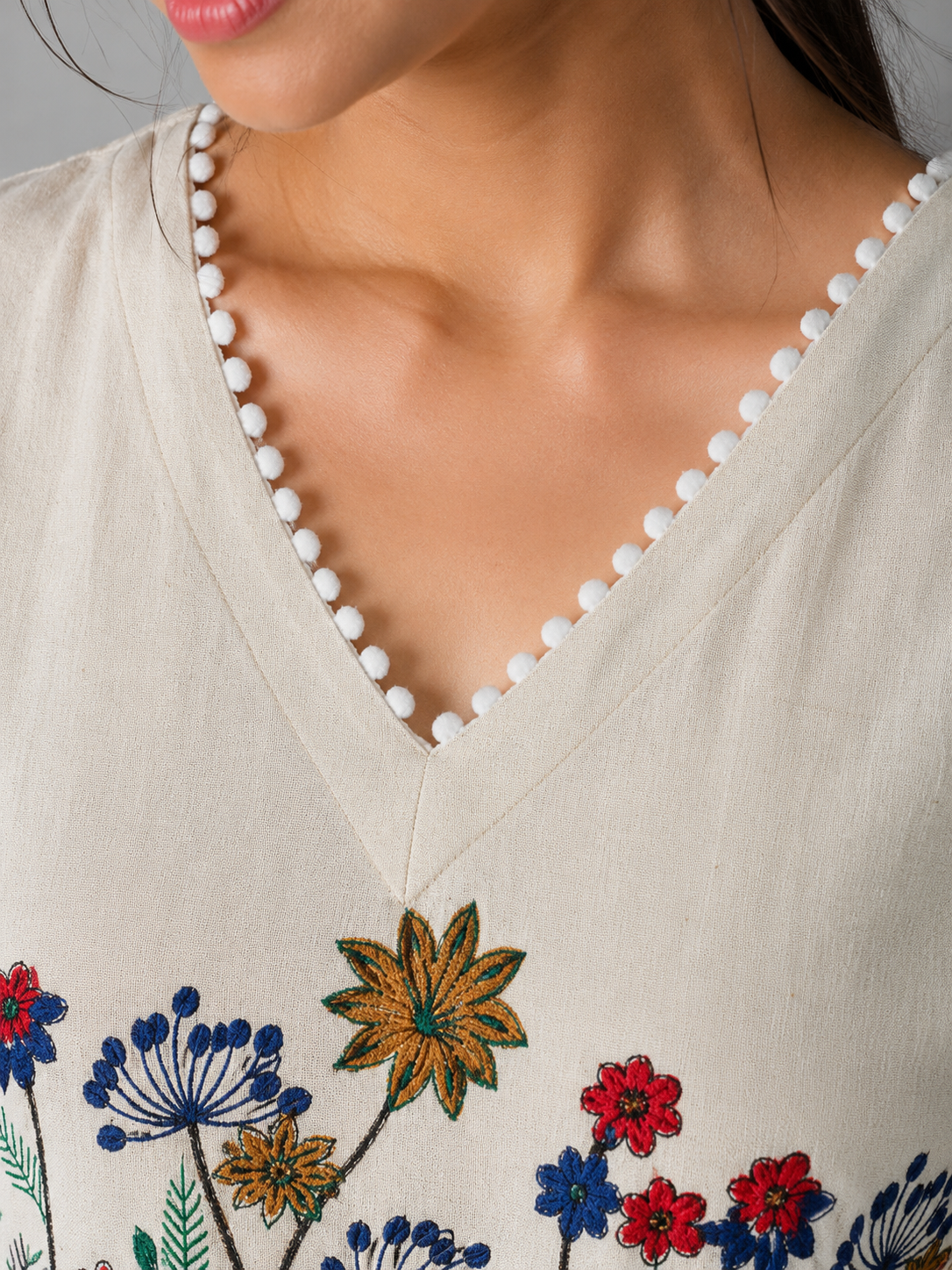 Off-White Ethnic Ivory Kalamkari Blossom Co-ord Set