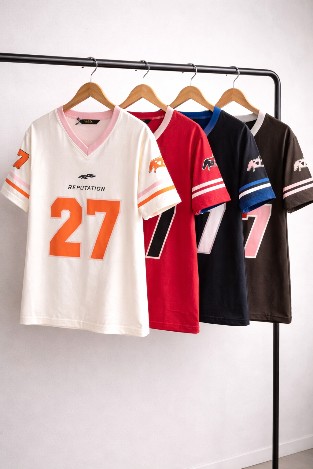Women's Football Jersey Style Oversized Hosiery T-Shirt | "Reputation 27" Graphic Print