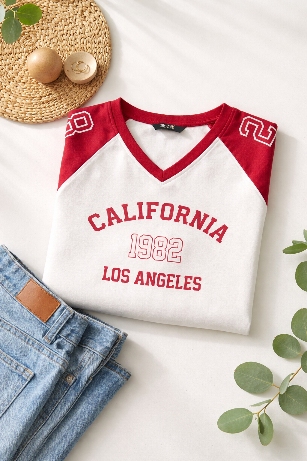Women's Varsity Raglan T-Shirt | California 1982 Graphic Print