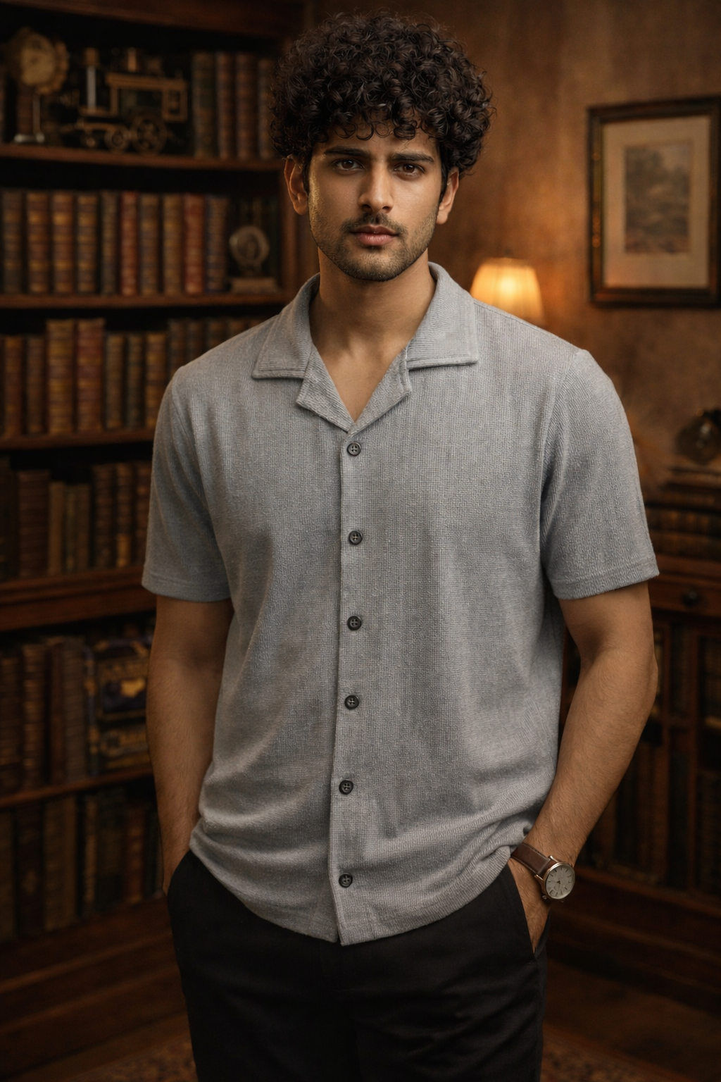 Men's Knit Cuban Collar Shirt | Lemon8