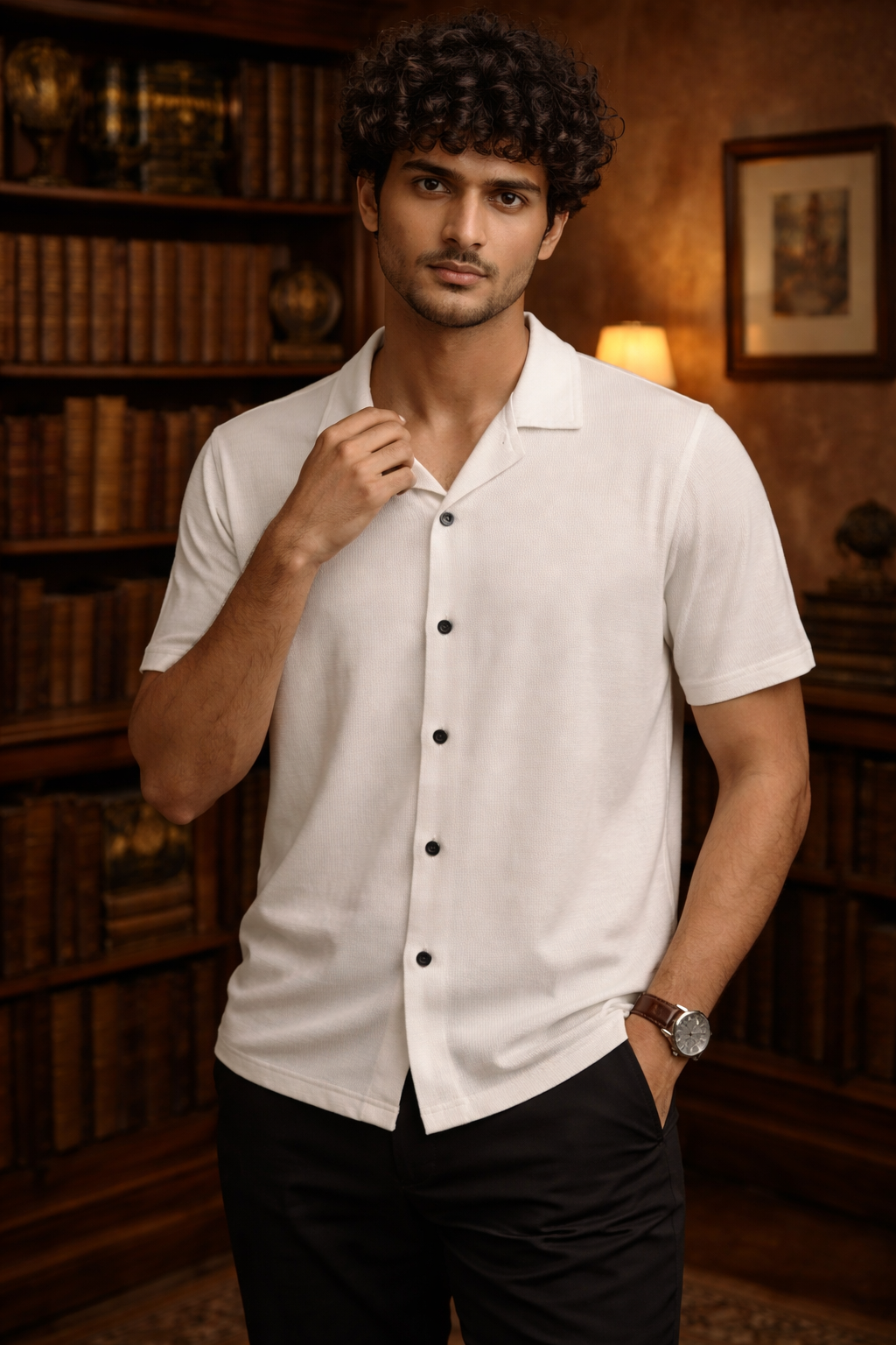 Men's Knit Cuban Collar Shirt | Lemon8