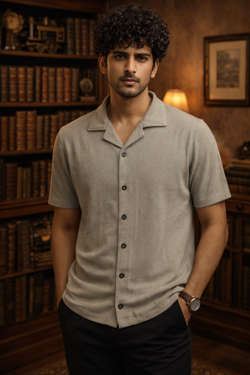 Men's Knit Cuban Collar Shirt | Lemon8