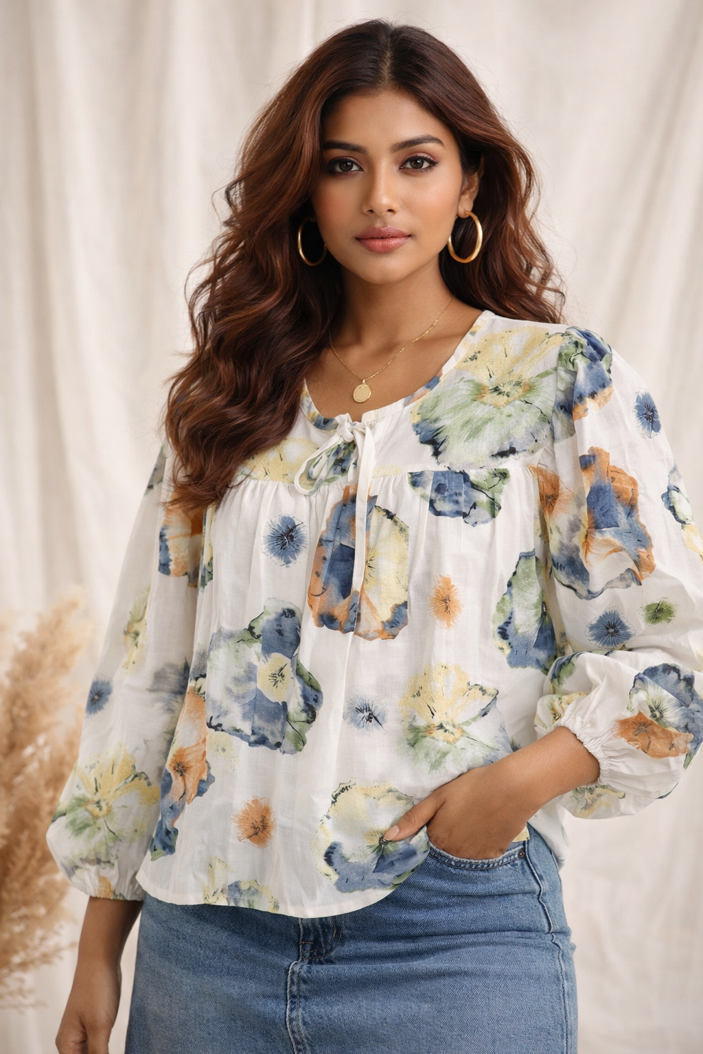 Watercolour Floral Blouson Top | Kapachi