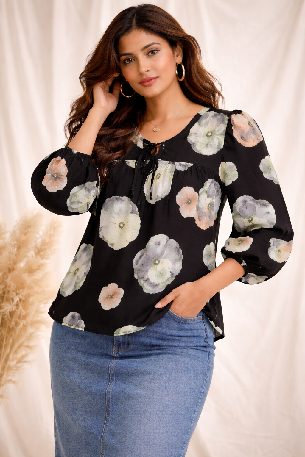 Watercolour Floral Blouson Top | Kapachi