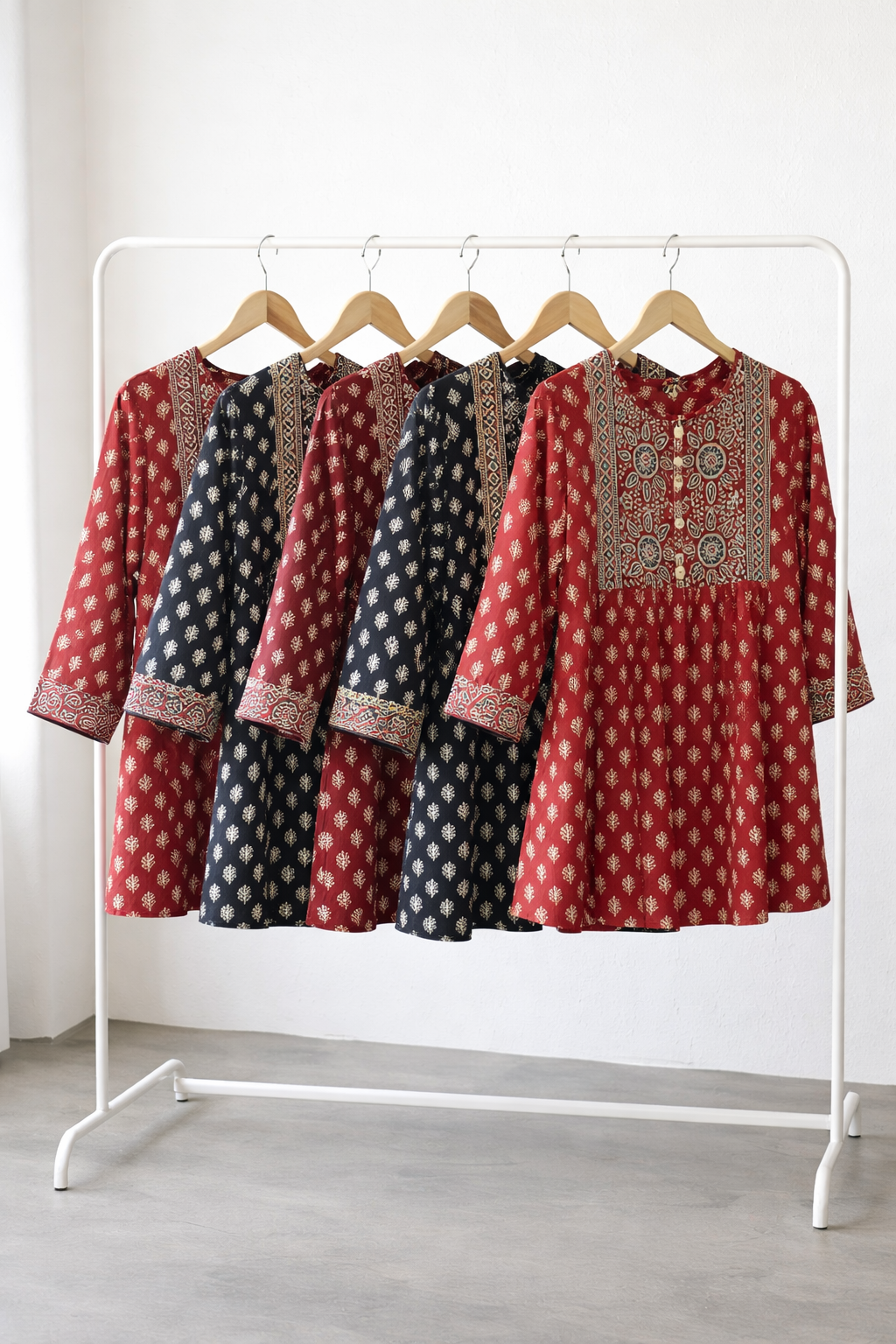 Ajrakh Print Cotton Kurti Top | Kapachi