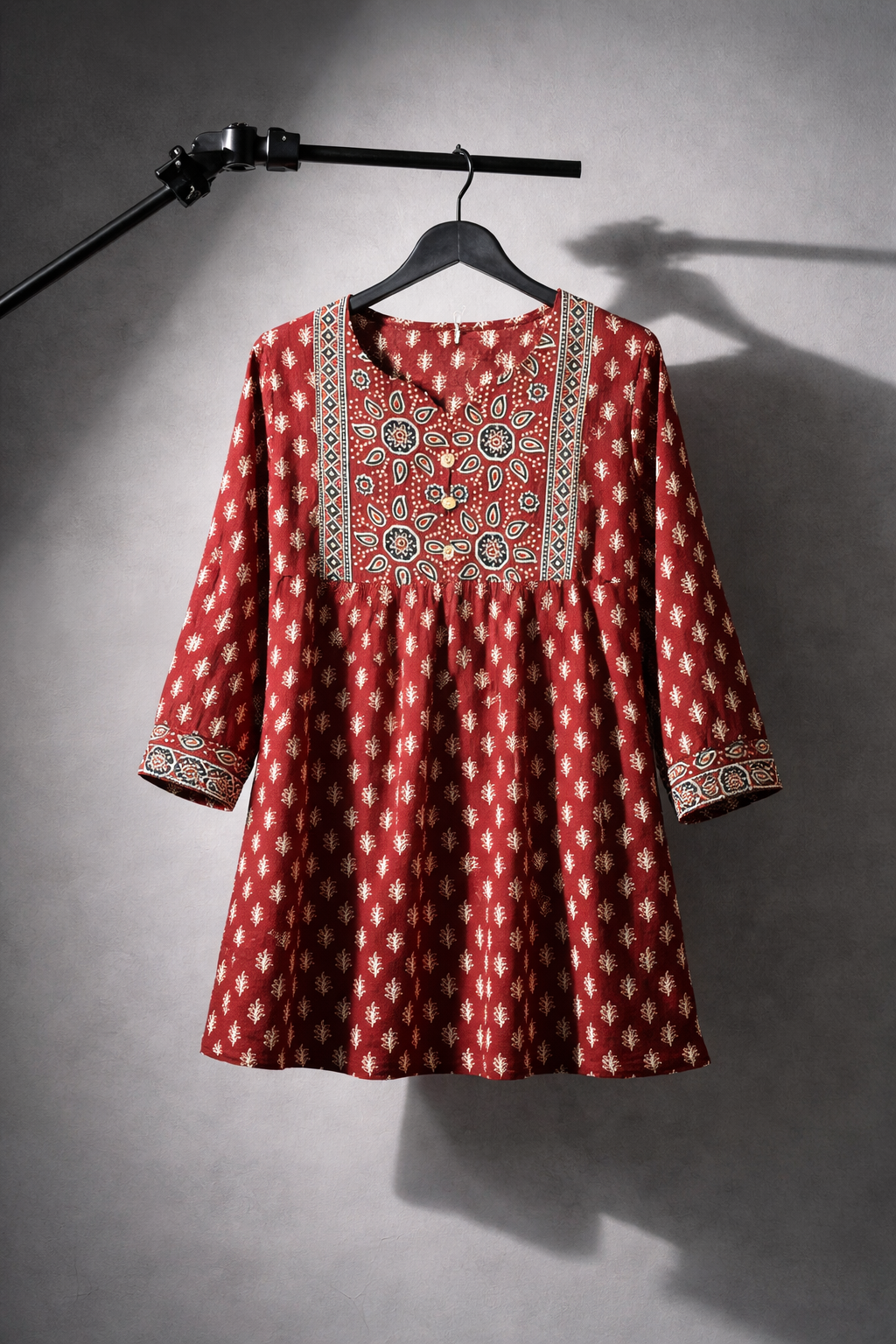 Ajrakh Print Cotton Kurti Top | Kapachi