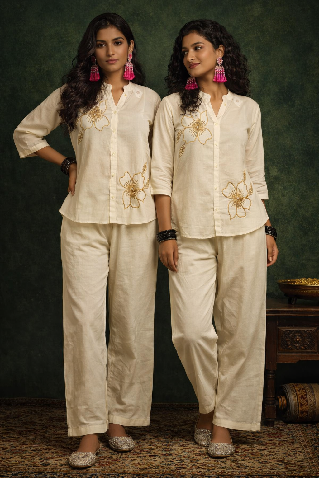 Kora Cotton Embroidered Co-Ord Set | Kapachi
