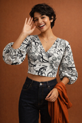 Graphic Floral Wrap Crop Top | Kapachi