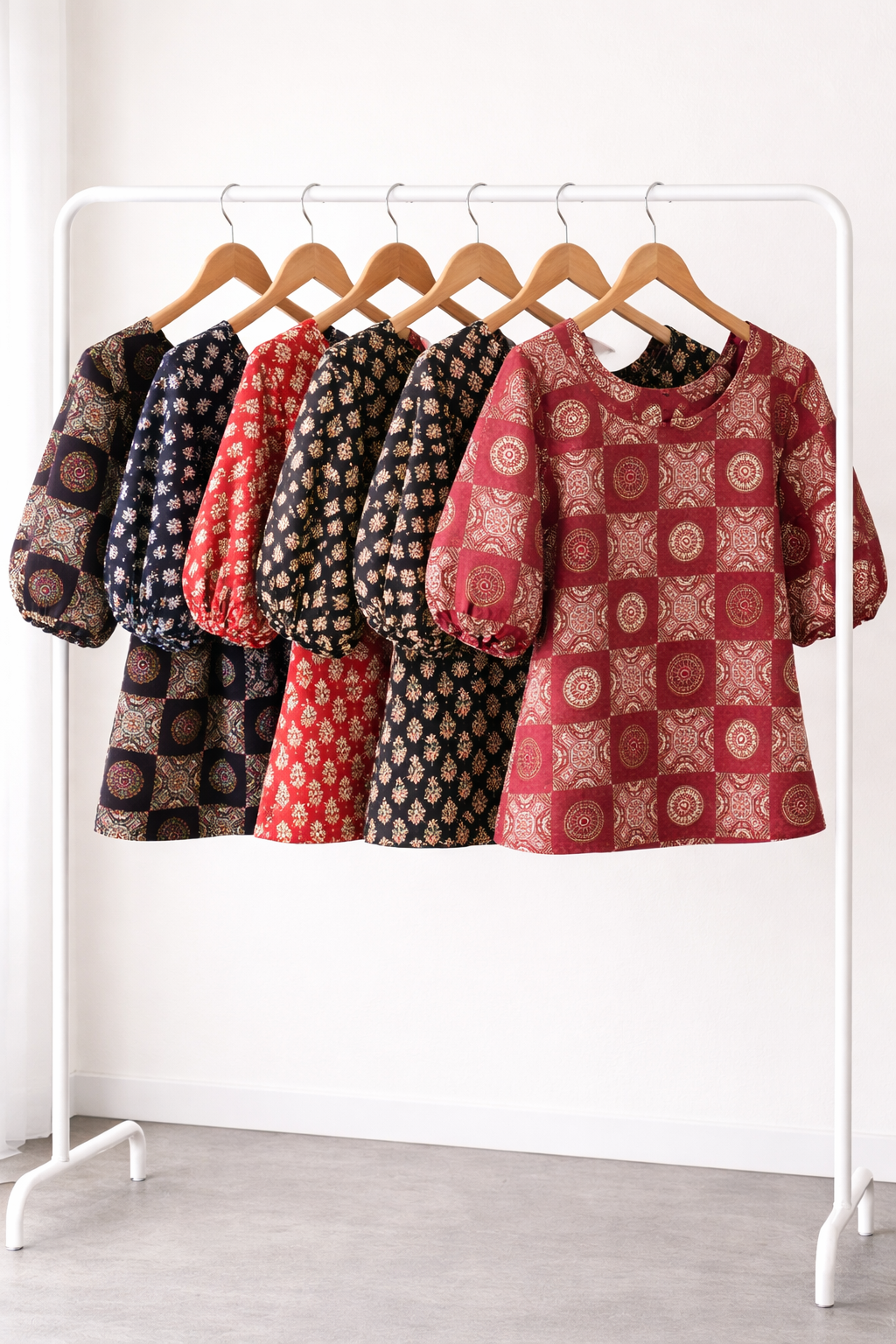 Ajrakh Block Print Puff Sleeve Top | Kapachi