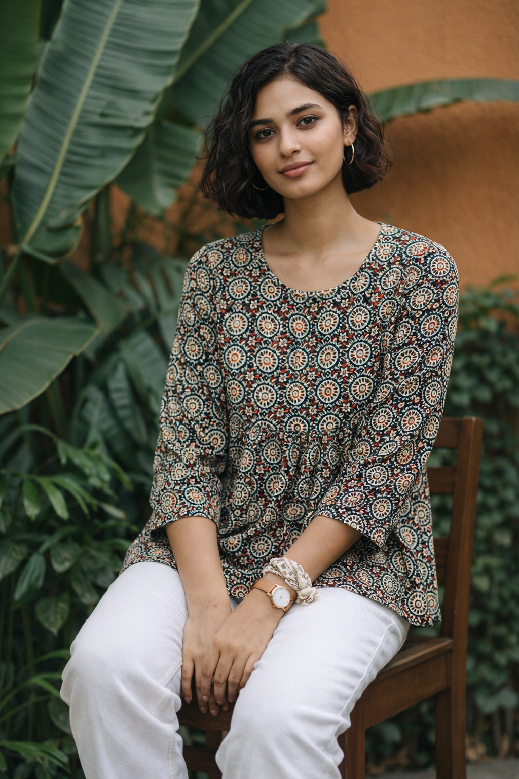 Women’s Premium Cotton Printed Peplum Top – Relaxed Fit 3/4 Sleeve Casual & Smart Everyday Wear | Kapachi
