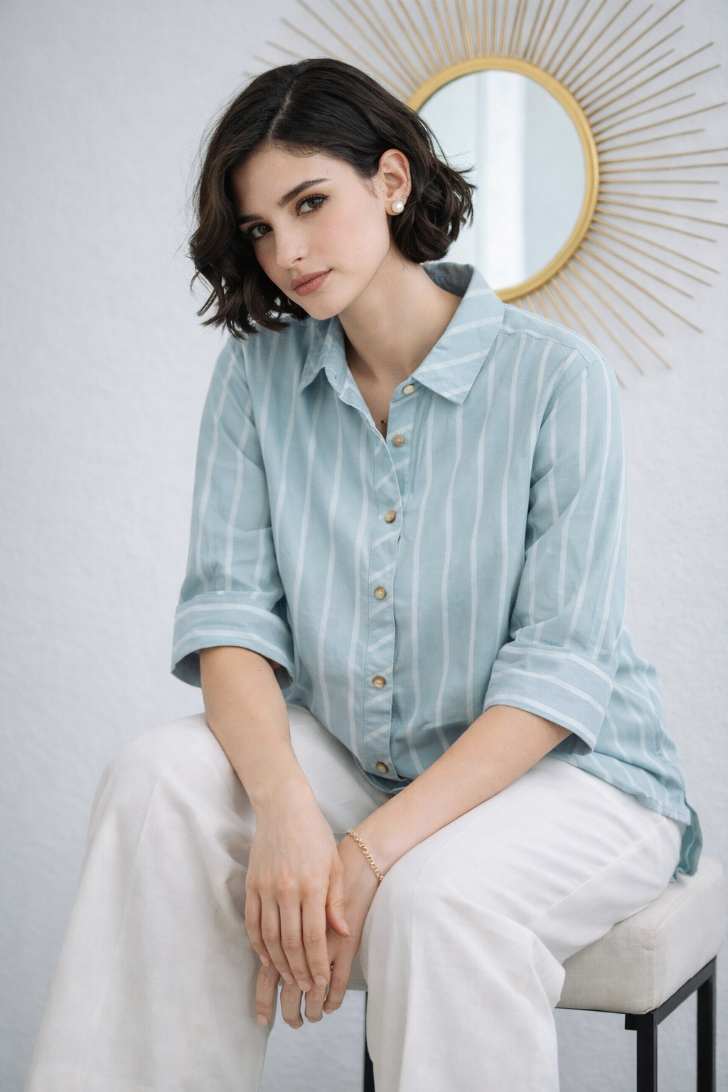 Striped Cotton Bio Wash Shirt for Women – 6 Pastel Colours | Full Sleeves | Sizes M–2XL | Miss Kapachi