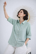Striped Cotton Bio Wash Shirt for Women – 6 Pastel Colours | Full Sleeves | Sizes M–2XL | Miss Kapachi