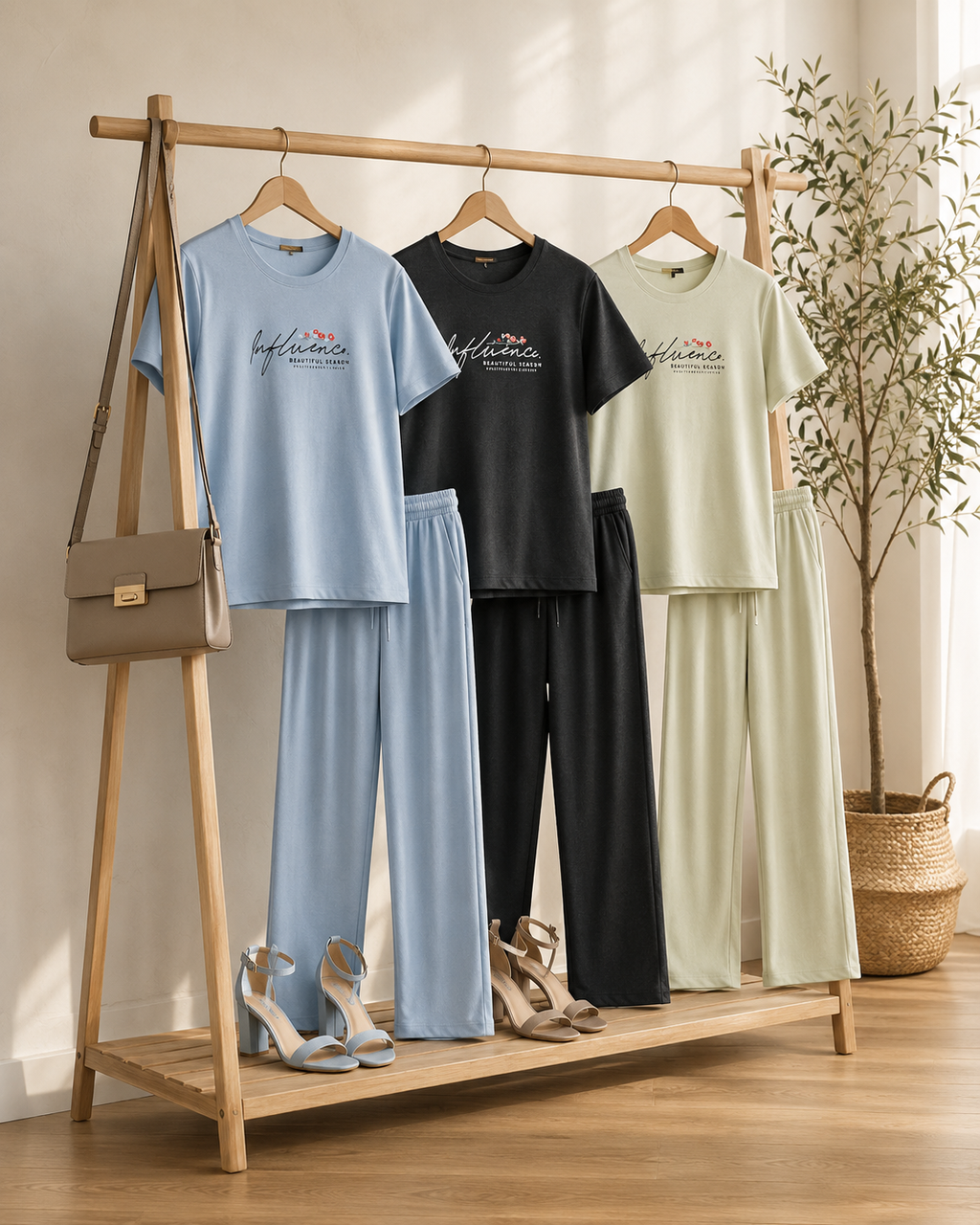 Hamilton Knitted Co-Ord Set for Women – T-Shirt & Wide-Leg Pants | 3 Colours | Sizes L–2XL | Miss Kapachi