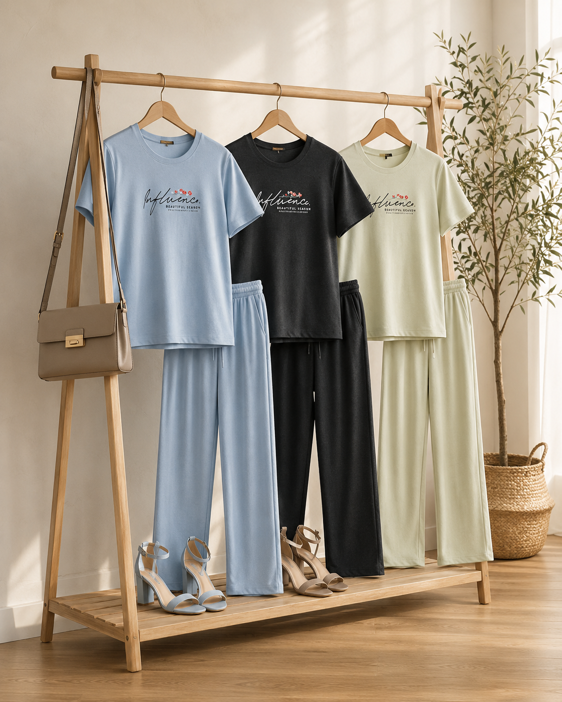 Hamilton Knitted Co-Ord Set for Women – T-Shirt & Wide-Leg Pants | 3 Colours | Sizes L–2XL | Miss Kapachi