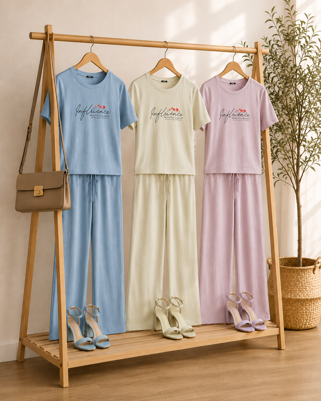 Hamilton Knitted Co-Ord Set for Women – T-Shirt & Wide-Leg Pants | 3 Colours | Sizes L–2XL | Miss Kapachi